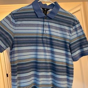 Mens Calvin Klein Striped Polo - Blue